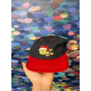 Vintage Garfield Christmas Snapback Hat Black Red Santa Ho Ho Ho Deadstock NWT